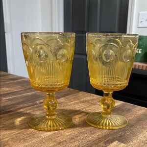 Vintage Amber Glass Goblets
